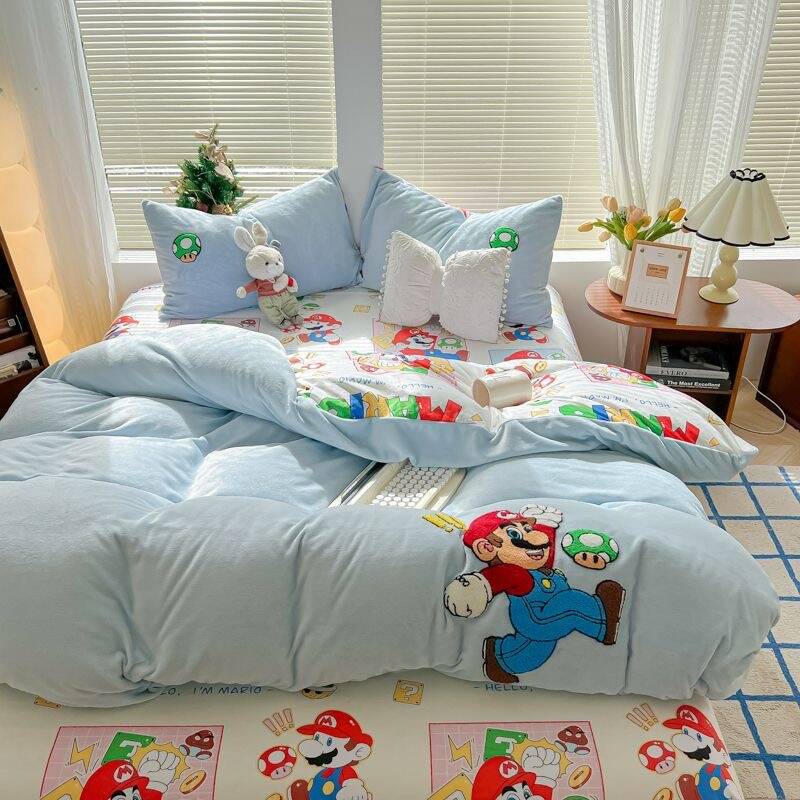 韓国ファッション 布団カバー 冬用 毛布 暖かい 厚手 ベッドカバー ダブルサイズ 掛け布団カバー 抗菌防臭 洗える 寝具 ベッド用品 プレゼント シングル セミダブル ダブル