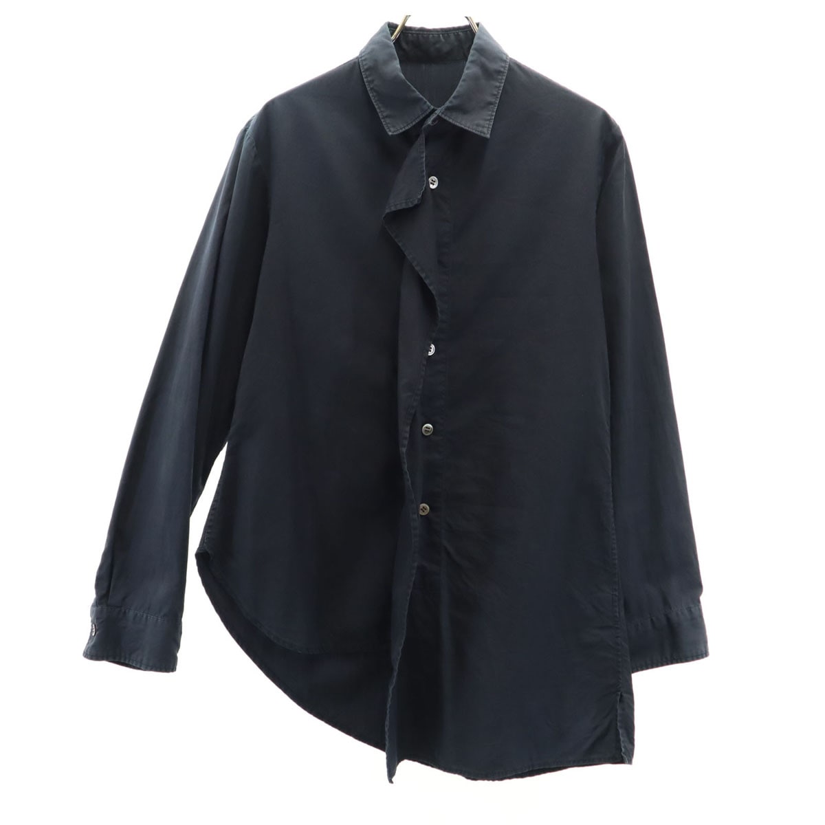 Ys ワイズ 日本製 長袖 アシメ シャツ 1 濃紺 ヨウジヤマモト 変形 レディース 古着
