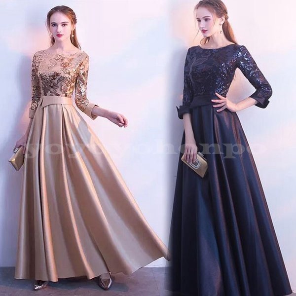 ロング嬋イブニングドレス20旗30旗40旗ロングドレスパティ屈肝氏スパンコルAライン寄繁パティドレス屈肝氏ドレス