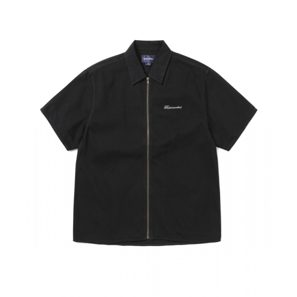 ディス・イズ・ネヴァー・ザットプレシデッドデニムジップ S/S シャツブラック