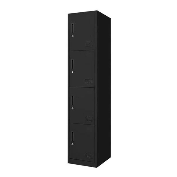 法人限定 Netforce FAC-S4-2-W-BK ブラック ファシル スリム スチールロッカー (鍵付き 4人用 1列4段) メーカー直送