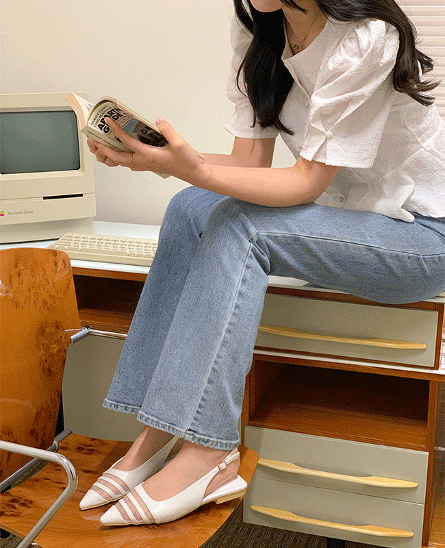 [MILOVANY] カミスティレットシースルースリングバックフラット1cm