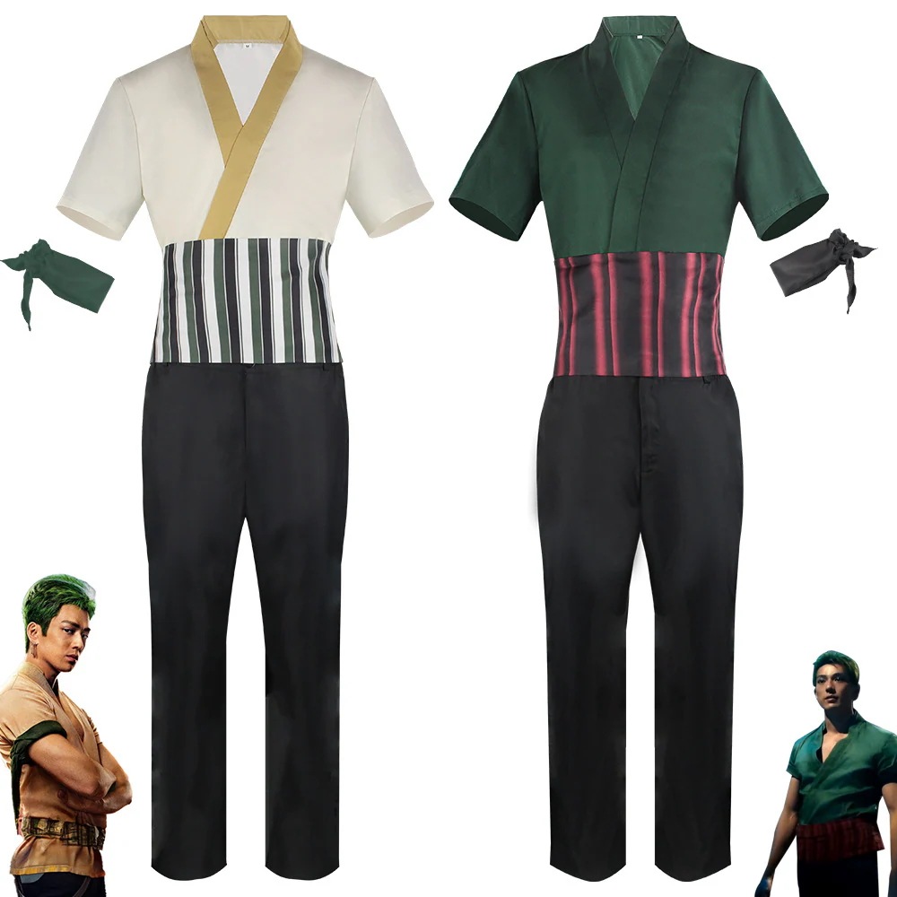 【迅速な出荷】本物映画ワンピース索隆服真人フルセット同じタイプ役はコスプレ服を演じます