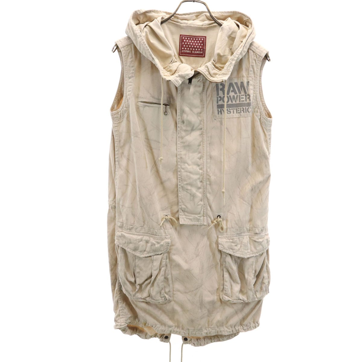 ノースリーブ モッズ ワンピース F ベージュ レディース 古着