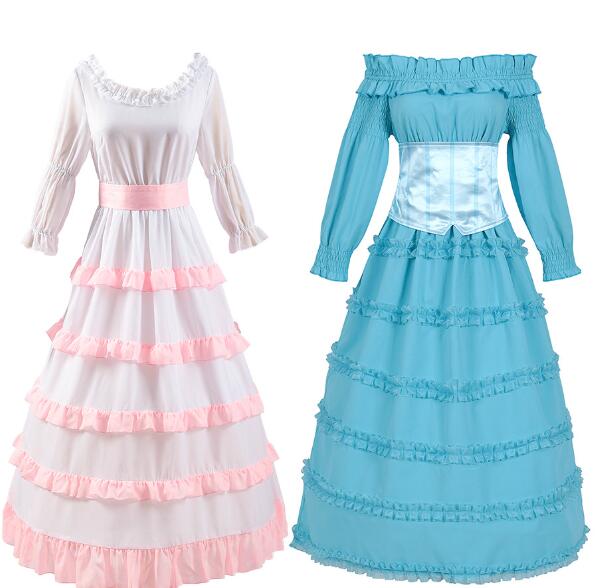 即日発送 中世紀欧風コスチューム舞台衣装レディースロング丈ワンピースシーフォンゴシックお姫様貴族仮面舞踏会コスプレプリンセスステージ衣装ハロウィンコスチュームハロウィンパーティー舞台劇