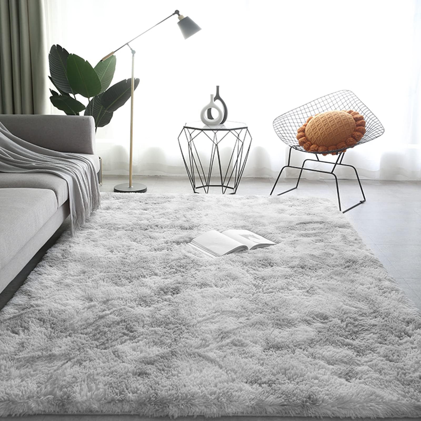 ラグマット カーペット 約2畳 おしゃれな北欧風シャギーラグ 全厚約5cm 洗えるラグ 極厚毛足約4cm ふわっとした手触り 防音絨毯 厚手じゅうたん 滑り止め付き オールシーズン快適に使用 長方形