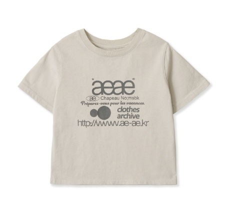 【aeae】 WEB LOGO CROP T-SHIRTS : LIGHT BEIGE