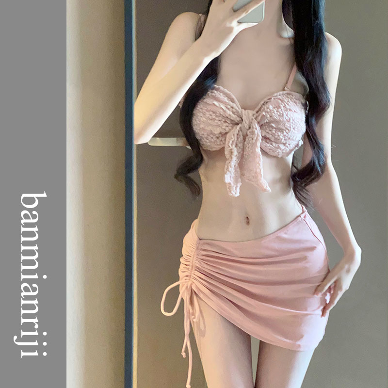 女性用ビキニ水着2024年新作夏の温泉旅行にぴったりな分割体スリムで超セクシーなお腹カバー付きスリーピース水着