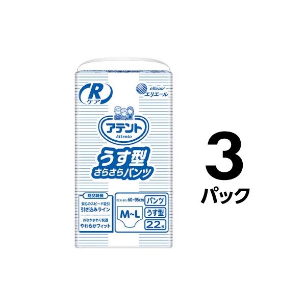 Rケアうす型さらさらパンツ M-L 22枚 3P
