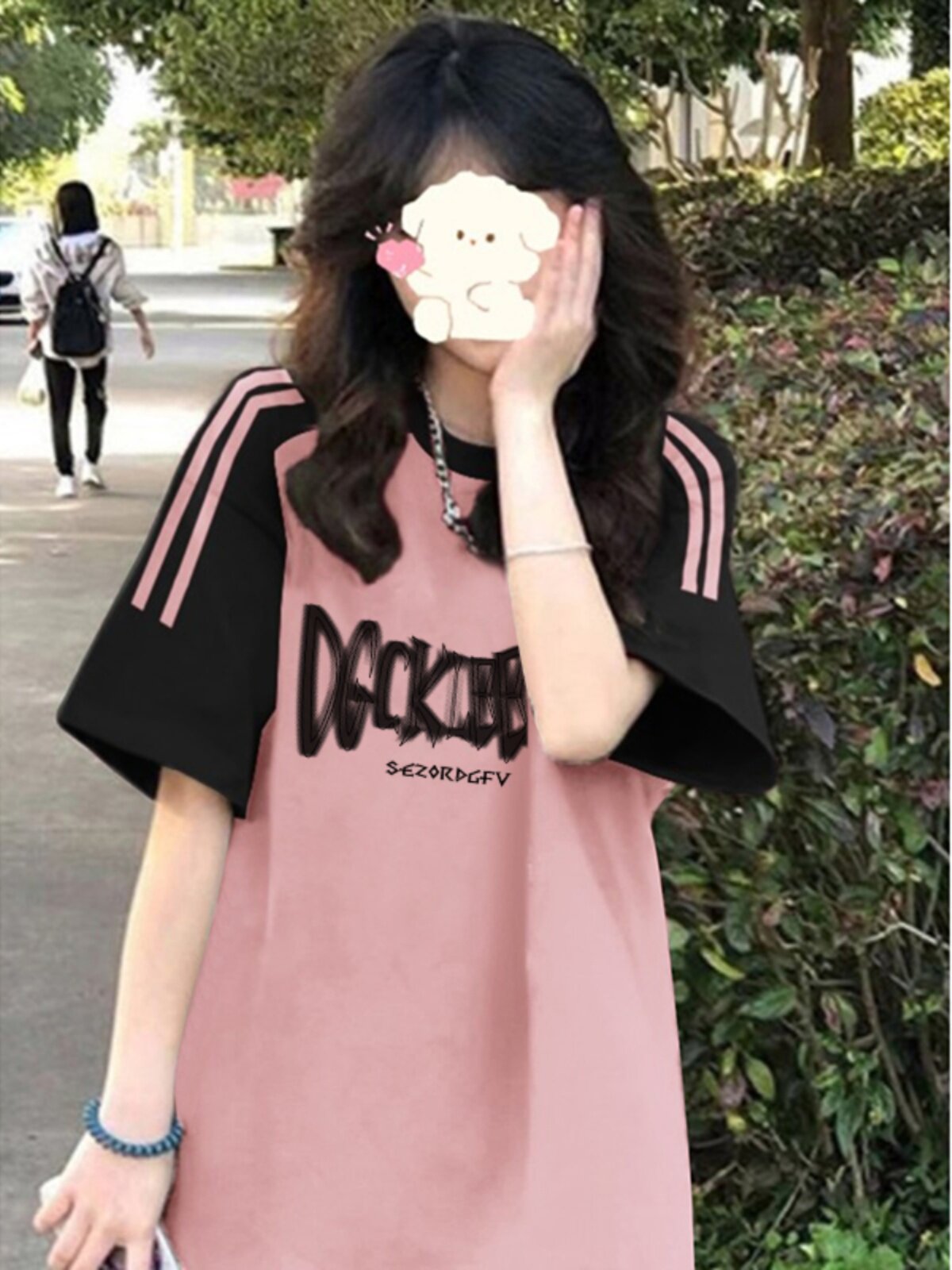 レトロな三本ラインの半袖Tシャツ女の子向け夏用薄手高校生向けゆったりとした純綿トップス