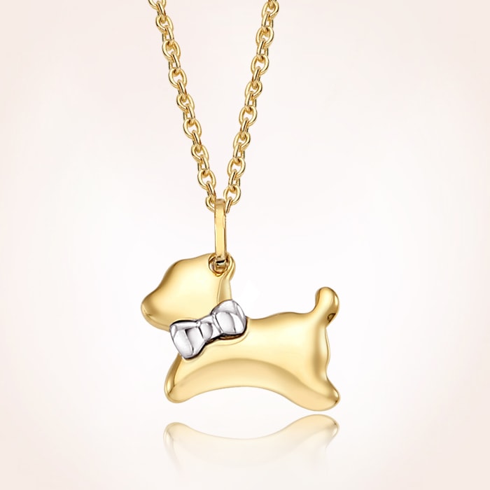 14K黄金十二支の犬のネックレス(14K Gold Oriental Zodiac Dog Necklace)