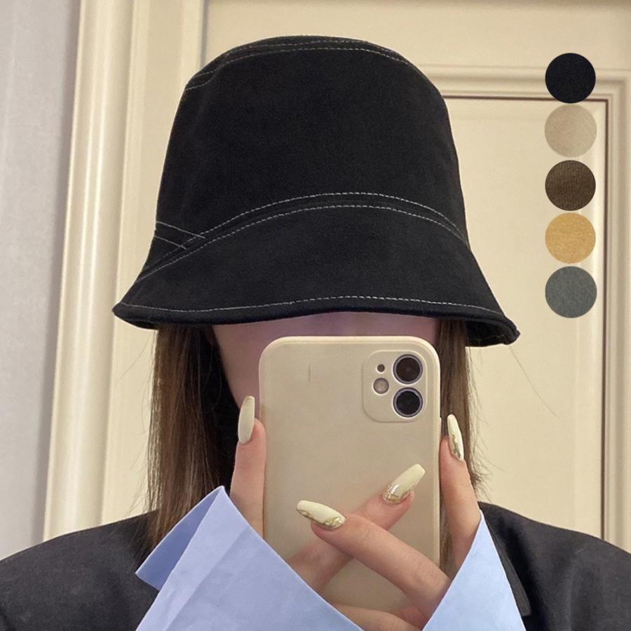 【超お得1つ買うと10個もらえる】ステッチバケットハット レディース韓国風