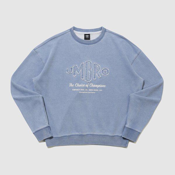 HBL オムグレイ ヴィンテージ アップリケ スウェットシャツ LIGHT DENIM UR121CFS21 LDN0