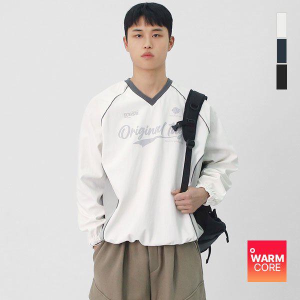 男女共用 裏起毛 スポーティ ナイロン Vネック ラグビーTシャツ スウェット STAG001