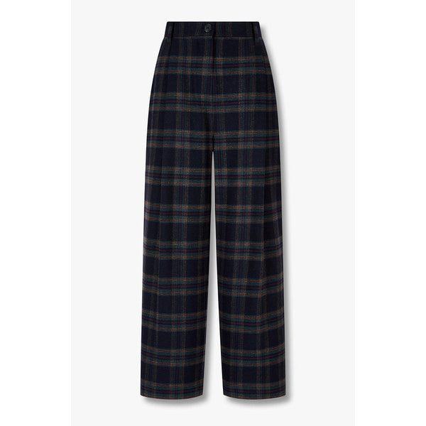 チェック柄ワンタックウールパンツ (9105431208)