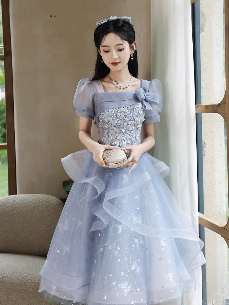 ワンピースドレスドレス2025 女性のためのイブニングドレススカート 誕生日パーティー気質ホストパーティーチュチュスカート