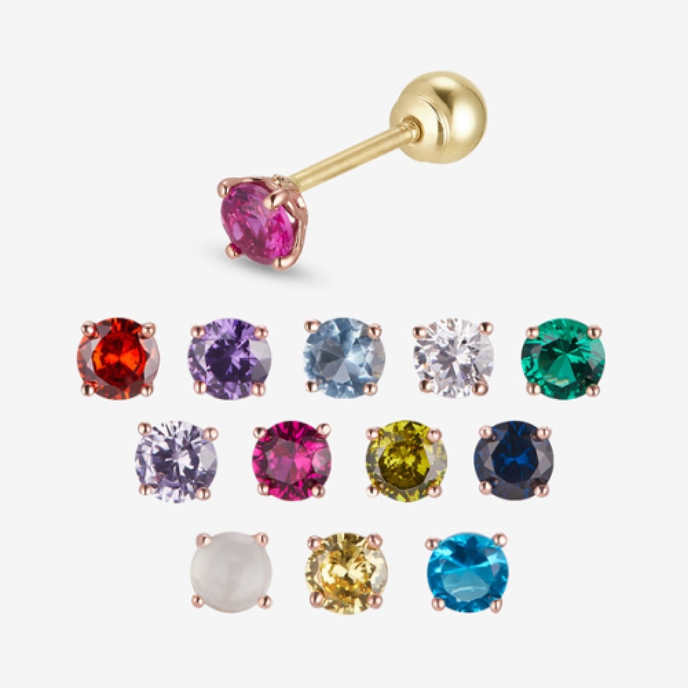 ドロシー 14k クウイング誕生石 Q ピアス (1個)