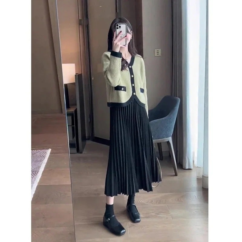 韓国ファッション 運動セット涼しく楽ちんセットの節 装小香風 職業婦人服 感 スカート2枚セット女装 福袋