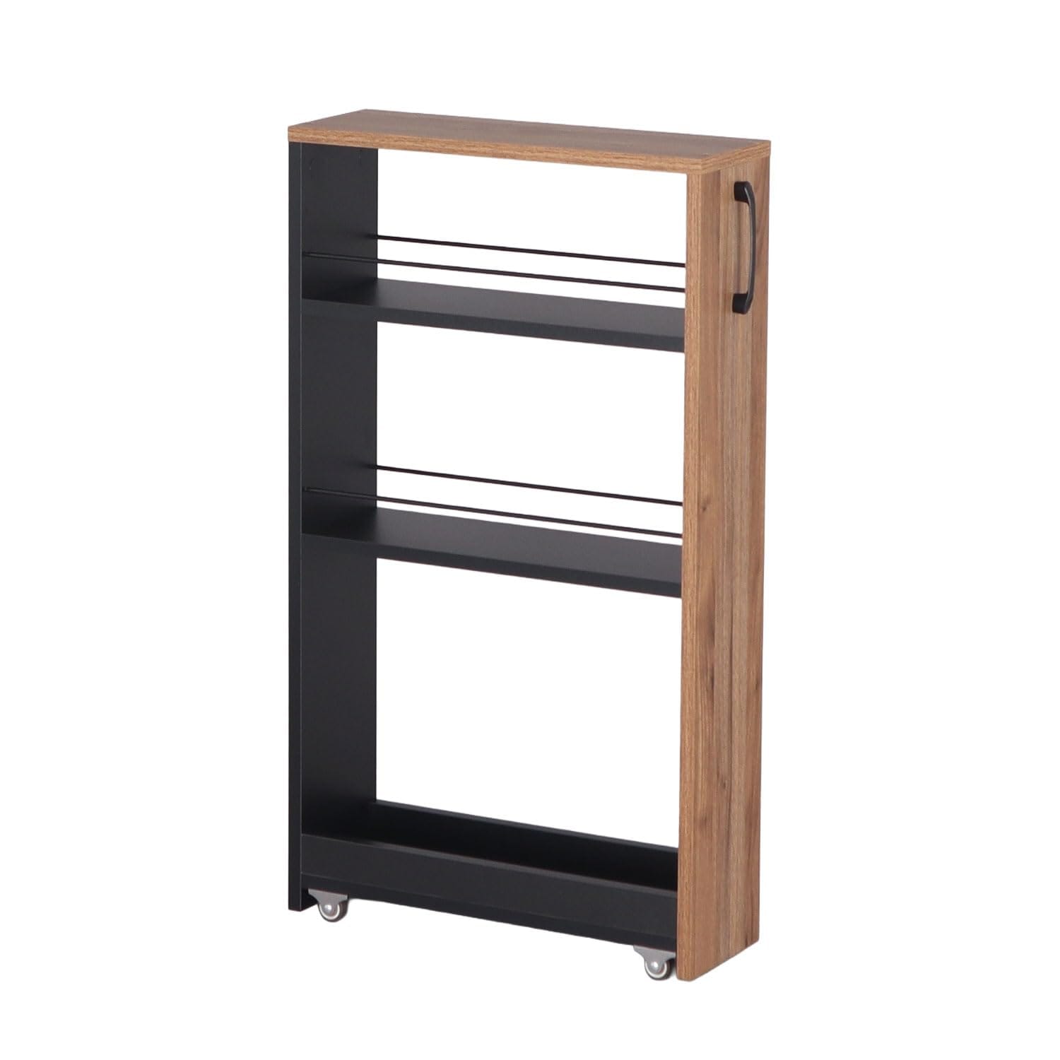 最安値挑戦中 エイアイテック(AITECH) AIS 隙間ワゴン150(下棚) 幅15×奥行45×高さ80cm 完成品 ブラック/ブラウン AHSW-150B BK/BR