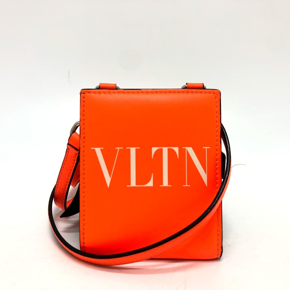 VALENTINO ヴァレンチノ 2つ折り財布 VLTN ロゴ ネックストラップ ウォレット ウォレット 折りたたみ財布 レザー オレンジ