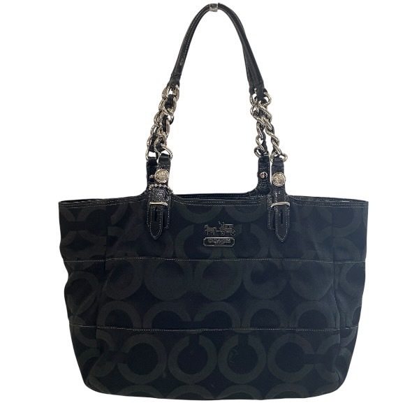 コーチ シグネチャー 14133 ブラック キャンバス×PVC バッグ トートバッグ 【中古】