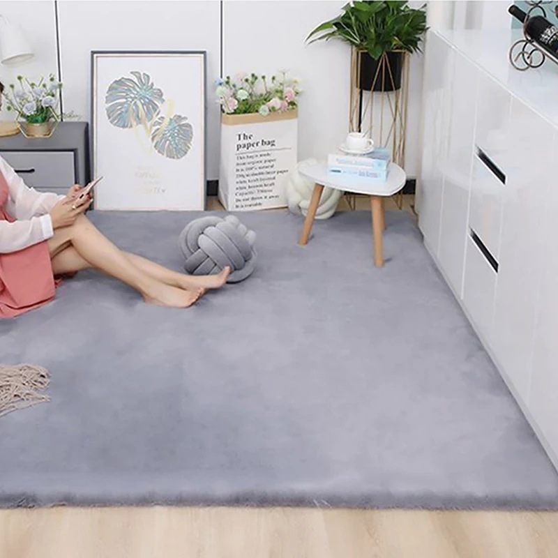 女の子のための大きなアクセサリー,柔らかく,模造ウサギの毛皮,滑り止め,ベッドサイドの床,ピンクの女の子の寝室の装飾