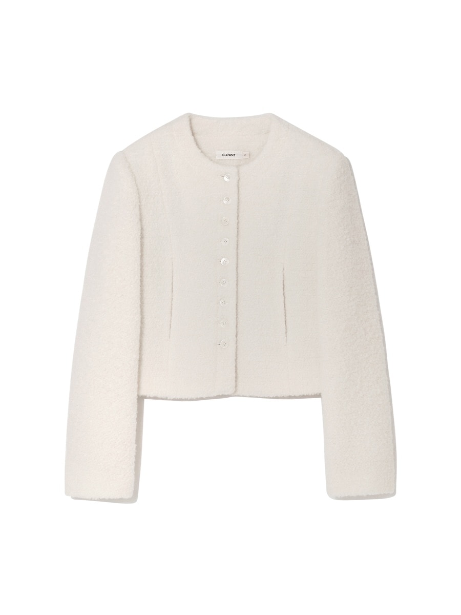 【GLOWNY】 PEBBLE BOUCLE JACKET : IVORY