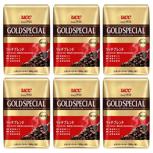 UCC ゴールドスペシャル 炒り豆 リッチブレンド 1500g(250g×6個) レギュラーコーヒー(豆)【豆のまま】