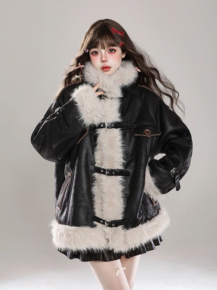 あったか シルエット韓国ファッション 長袖トレンド 2025 秋冬ふっくら中綿 レトロサイズ ボアジャケット レディース フェイクファー ファー厚手 アウター暖かい羽織るかわいいジップアップ 防寒