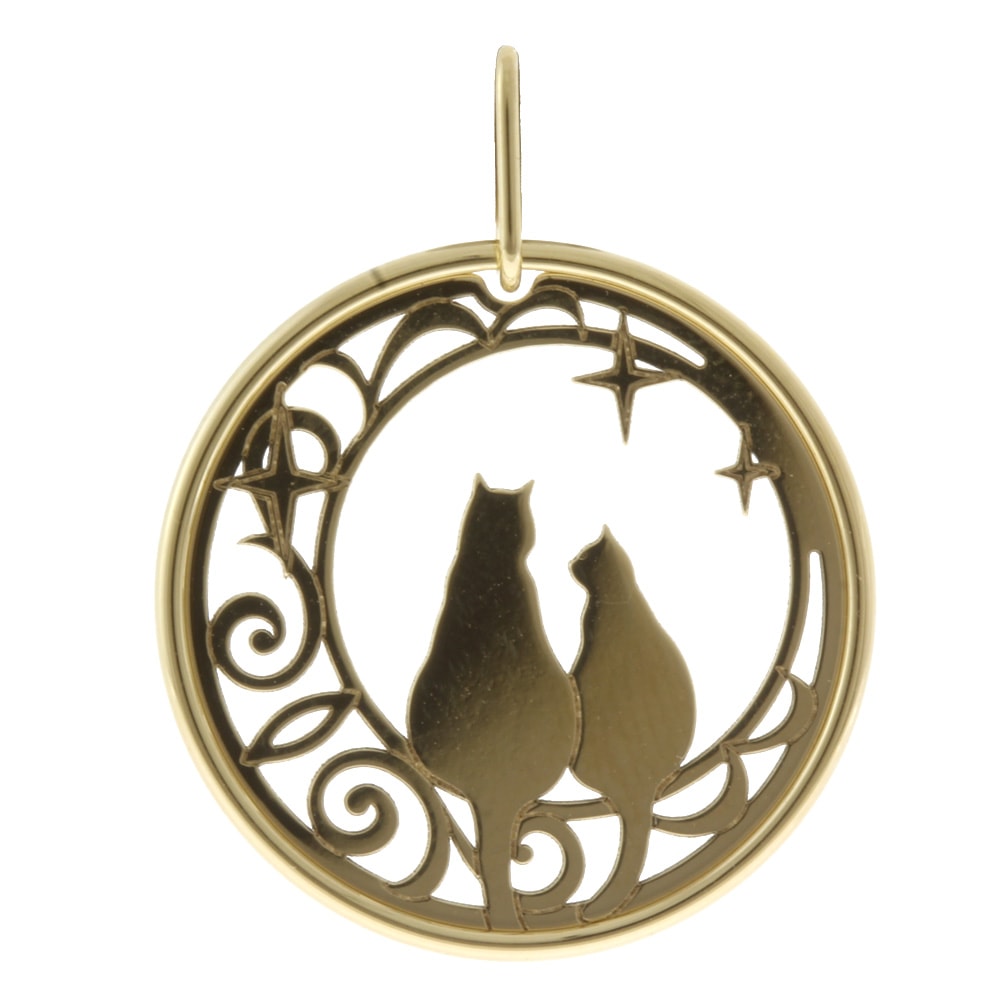 ペアねこ キャット ルナ・ジュエリー　猫ペンダント ペンダントトップ 18金 K18イエローゴールド 新品