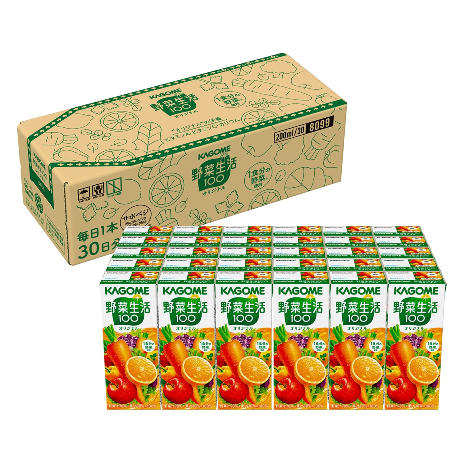 .co.jp限定 サポベジ カゴメ 野菜生活100 オリジナル 200ml×30本 フル段ボール サポべジ