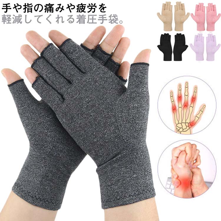手首 手先 着圧 保護 グローブ 手袋 関節 サポート 痛み 軽減 グレー134