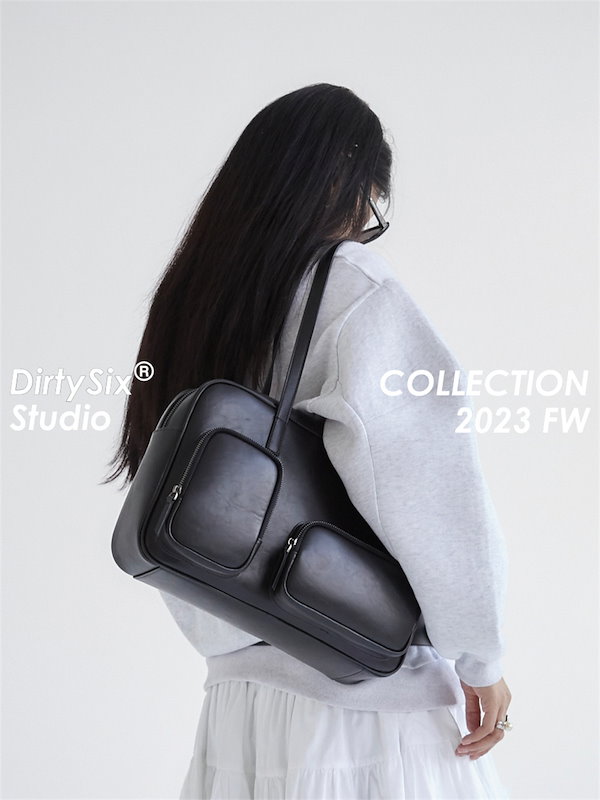 Dirty Six 牛革 ボストンバッグ ブルー Qoo10 Dirtysix 2色 牛革 飾りなし スクエア ラージ