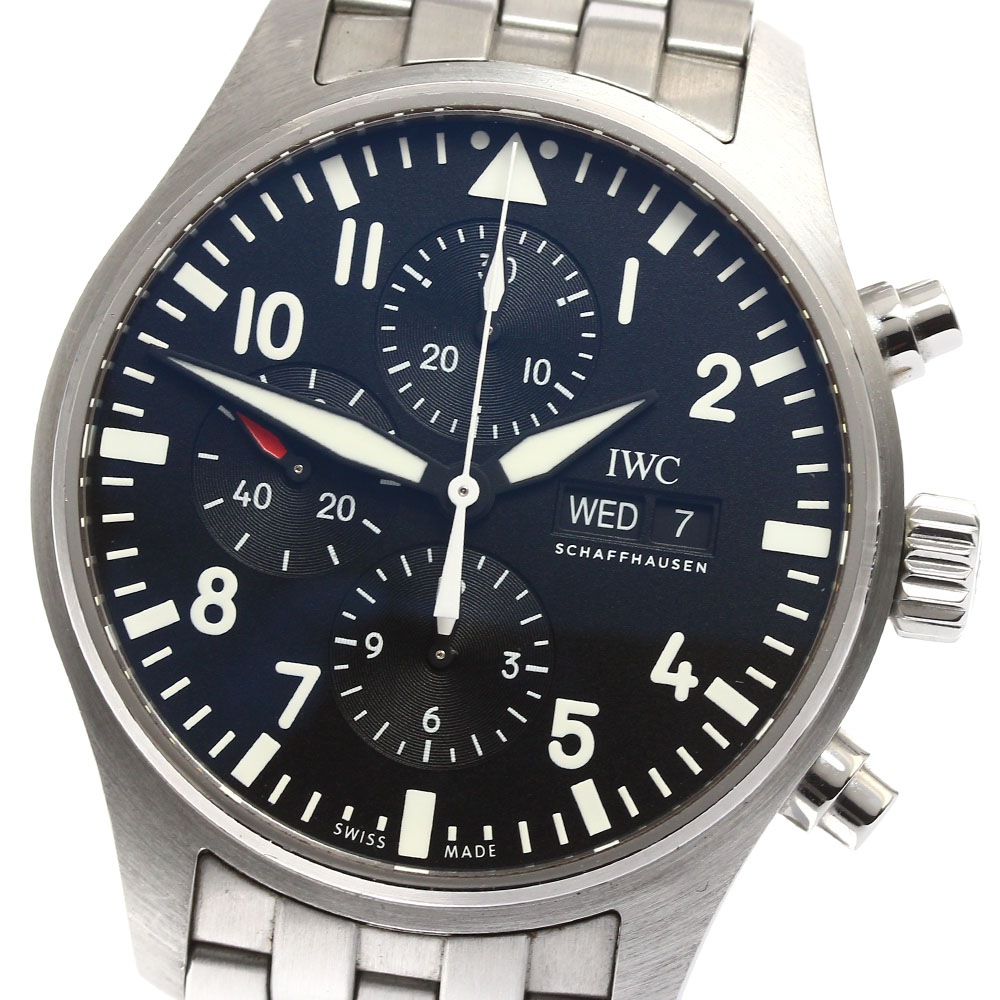 IWC SCHAFFHAUSEN IW377710 パイロットウォッチ クロノグラフ デイデイト 自動巻き メンズ 保証書付き_900060【中古】