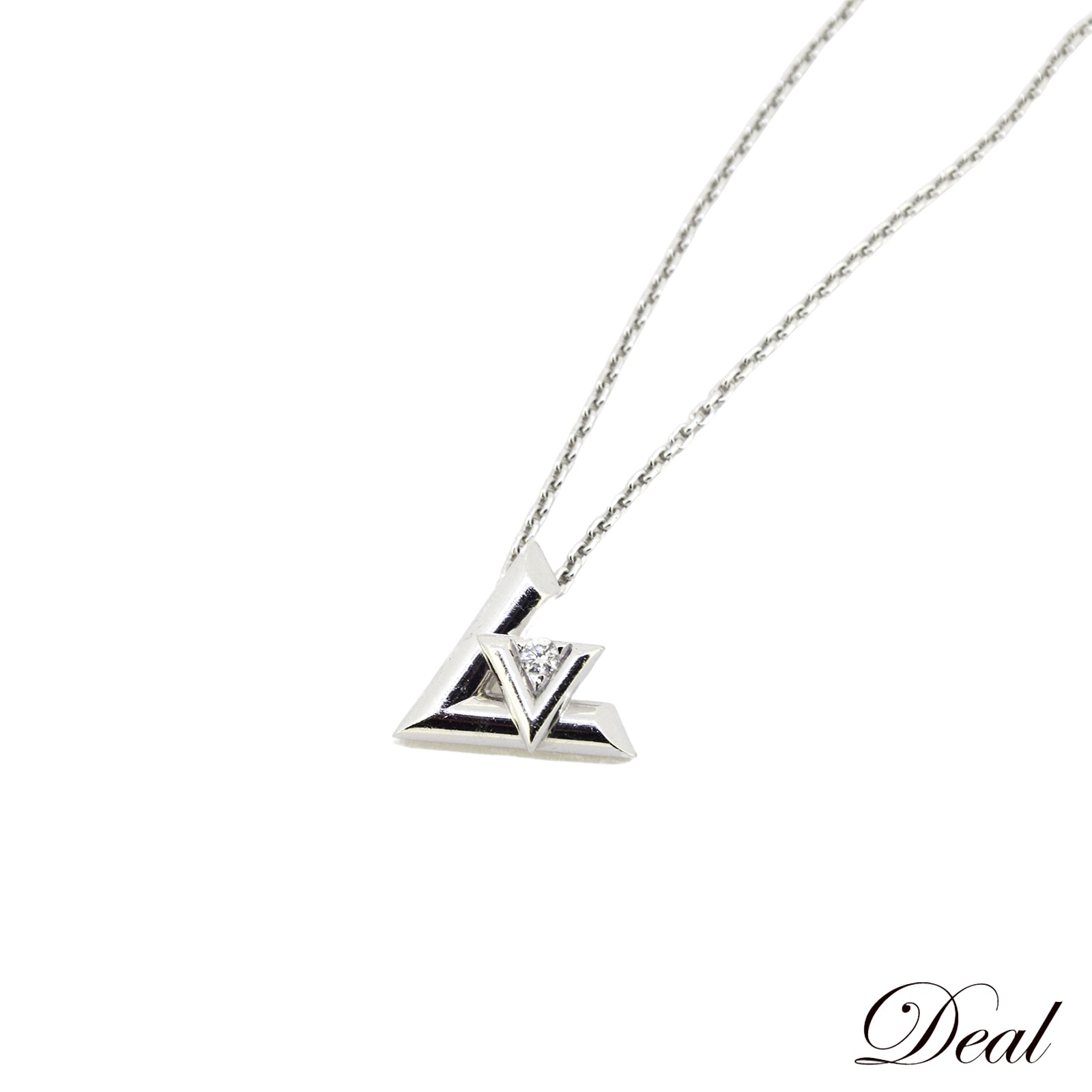 SALE ルイ・ヴィトン ペンダント LV ヴォルト ワン PM Q93806 K18WG ダイヤ シルバー レディース ネックレスLV