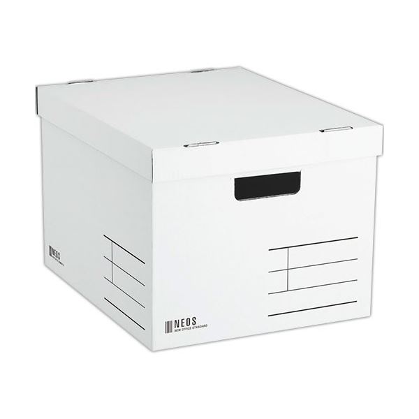 (まとめ) コクヨ 収納ボックス（NEOS）Lサイズ フタ付き ホワイト A4-NELB-W 1個 (×10セット)