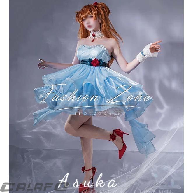 新世紀エヴァンゲリオン 風 明日香 惣流・アスカ・ラングレー ドレス コスプレ衣装 ウィッグ 靴 ハロウィン イベント 変装 クリスマス仮装