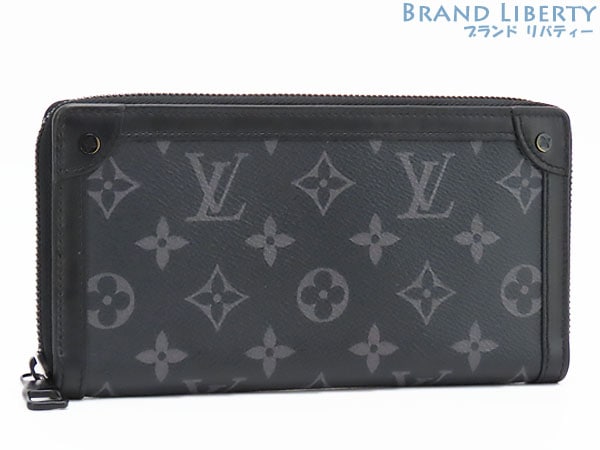 美品ルイヴィトンモノグラムエクリプストランクジッピーウォレットラウンドファスナー長財布ノワールM80558