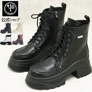 【公式SHOP特典キズ補修液付】 ヨースケ 厚底スニーカー レディース 厚底ブーツ レースアップブーツ 7cm 厚底ソール
