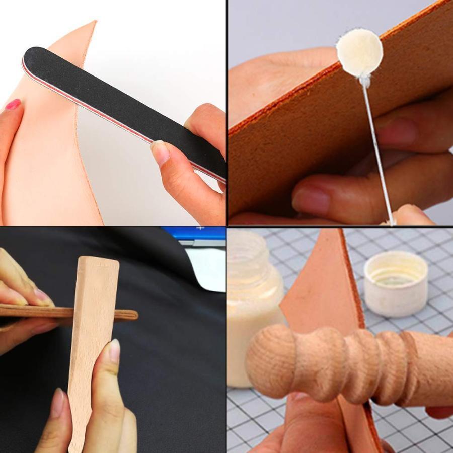 レザークラフト 工具 道具セット 手縫い 革工具セット レザー カービング ステッチンググルーバー 菱目打ち カービング 刻印棒セット 手縫い糸 縫い針 収納バッ