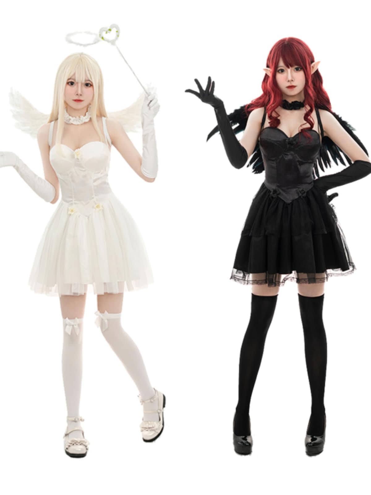 ハロウィン白黒天使悪魔コスムダーク悪魔翼コスプレ大人純粋な欲望ドレススーツ