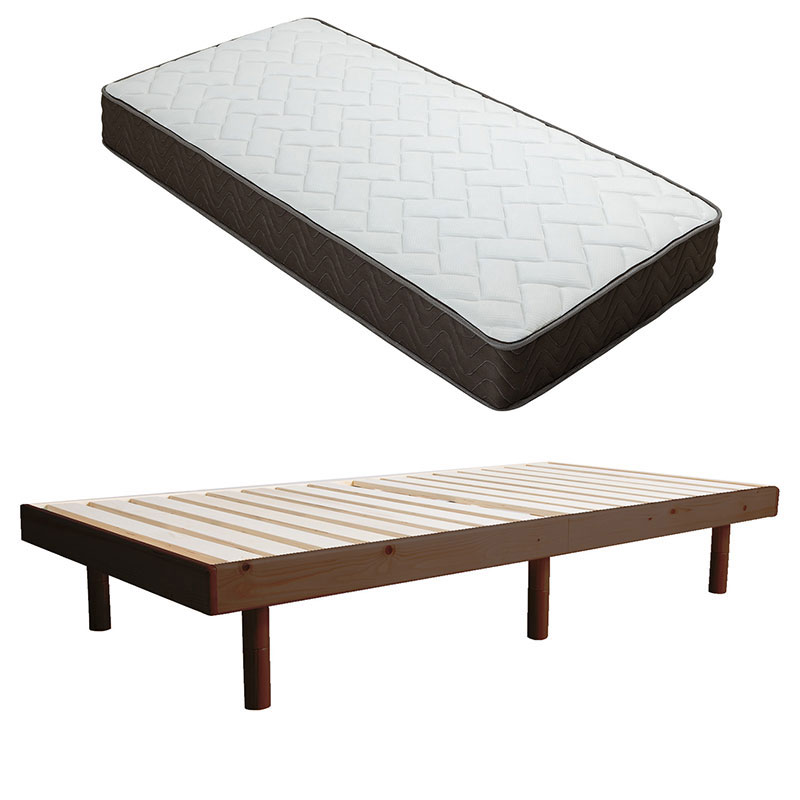 すのこベッド + ポケットコイルマットレスセット ダブル マットレス付き