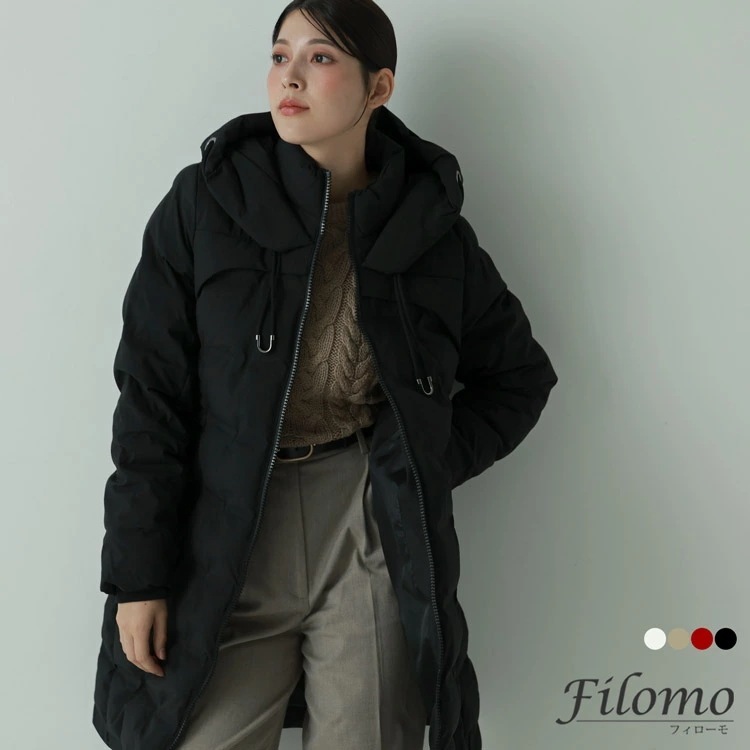 シームレス ダウンコート フード付き 女性 大人 ブランド filomo ダウン80% 冬 アウター 中綿 上着 防風 温かい 防寒 おしゃれ かわいい 大きい ダウン コート 母の日 ギフト プレゼ