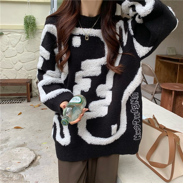 怠惰なセーター女性秋冬新作洋気韓版百合デザイン感小衆刺繍上着ニット