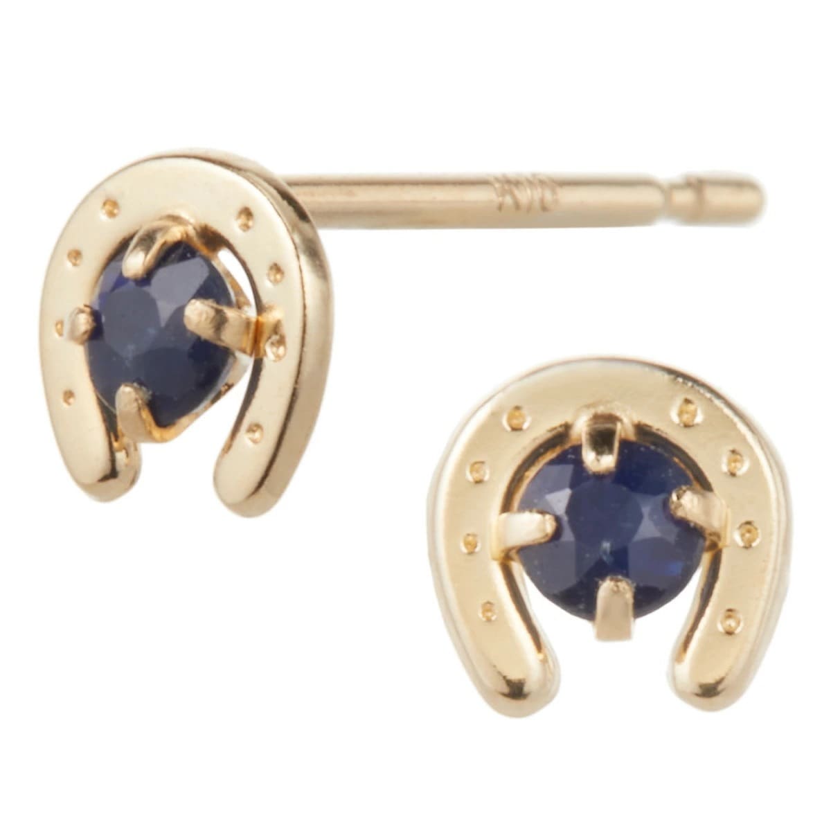 ピアス レディース 日本製 K10YG サファイア 馬蹄 ホースシュー 一粒 ミニ 9月 誕生石