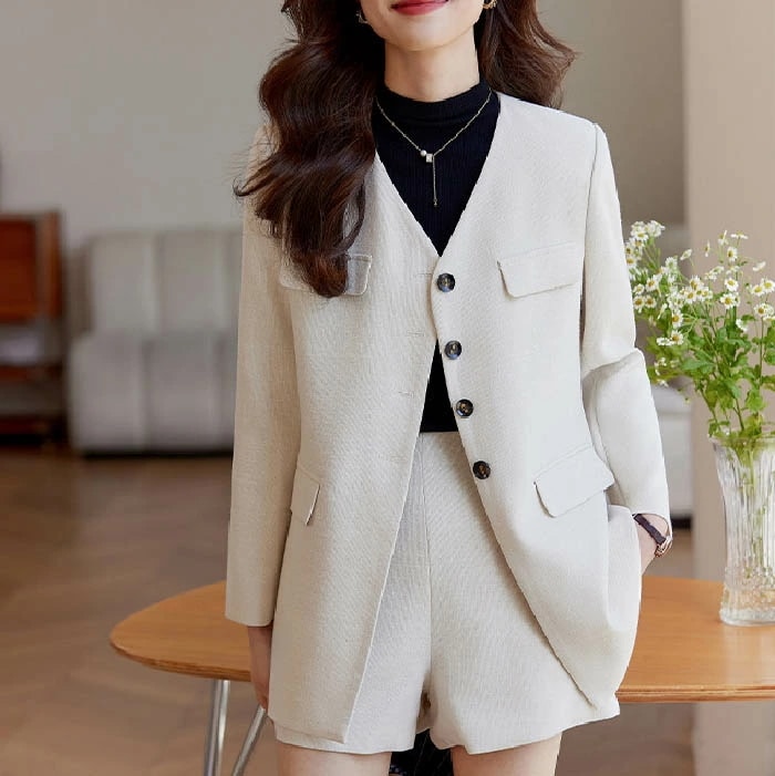 ジャケット レディース 春 秋 長袖 Vネック テーラードジャケット コート アウター 羽織 トップス とろみ コート 着回し力 レディース 着痩せ 体型カバー シンプル カジュアル おしゃれ フェミ 5,245円