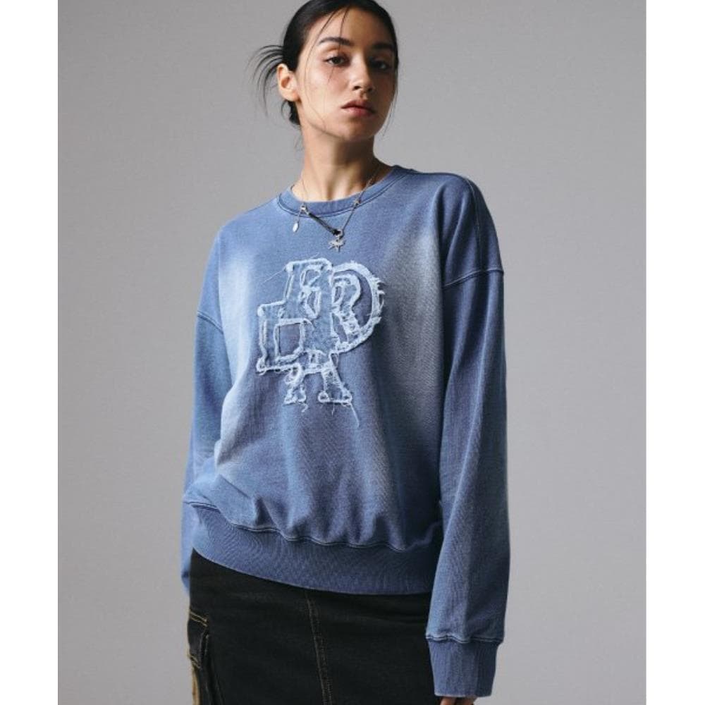 PRENDA DENIM TERRY PATCHED SWEATSHIRT INDIGO PRTHAACR08W