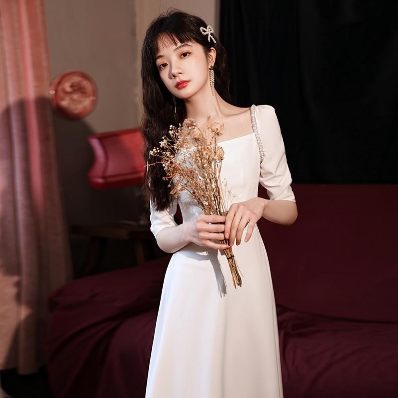 期間限定 上品 ドレス 贅沢 ホワイト ドレス イブニングドレス お洒落 上質 花嫁 レディース ドレスは かわいい ワンピ フレンチスタイル