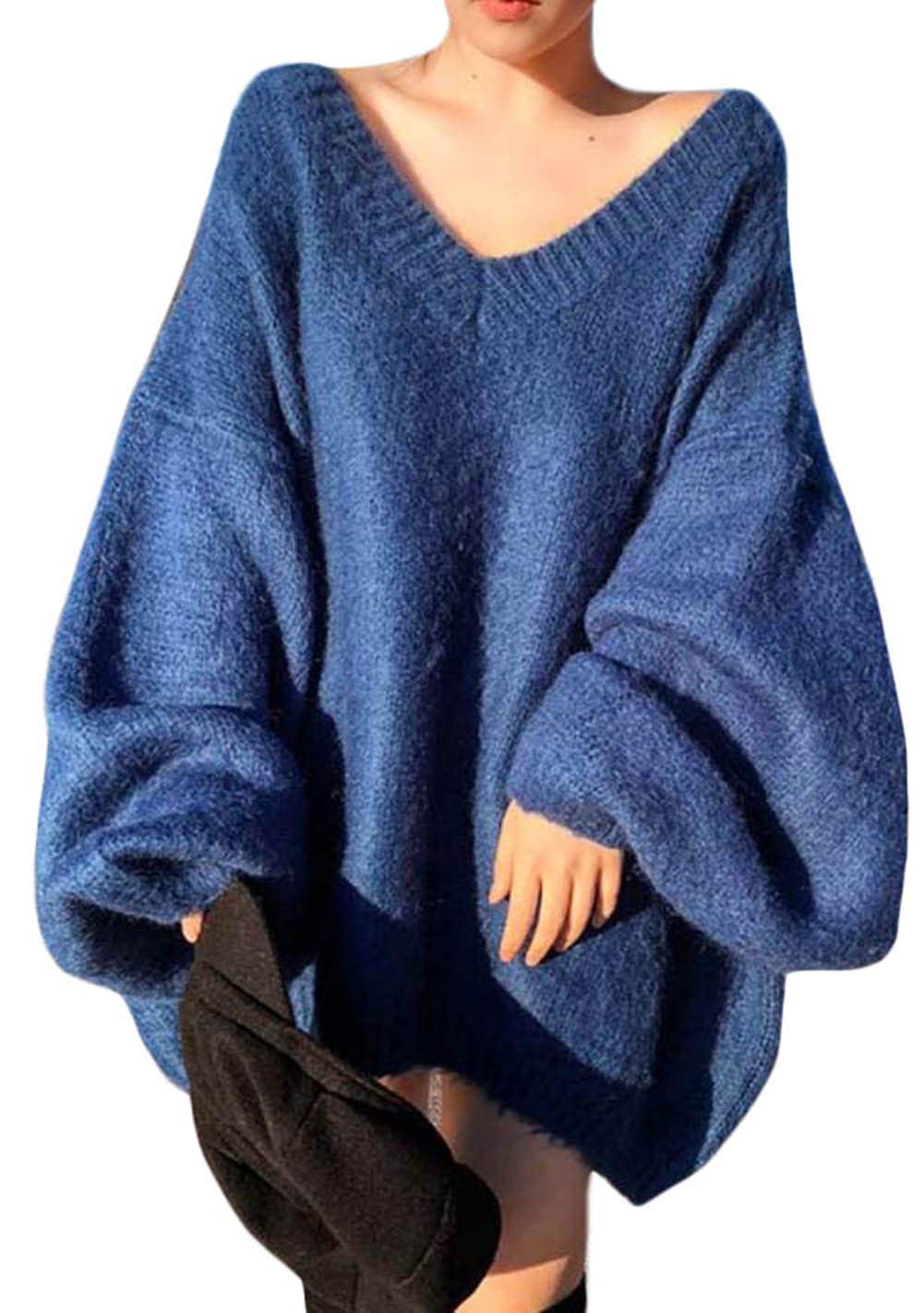 ニットセーター レディース Vネック 長袖 プルオーバー ニット モヘア ジャギー セーター 肩出し ファッション トップス 暖かい かわいい 秋 冬 大きいサイズ