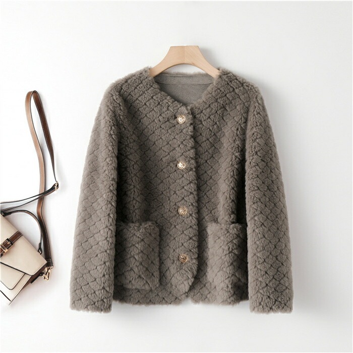 【即納】ファーコート レディース 秋冬 もこもこ ボアコート ジャケット ふわふわ モコモココート ウール ショート丈 ファー ボアアウター ボア ノーカラー アウター ボアジャケット ボアコート シ